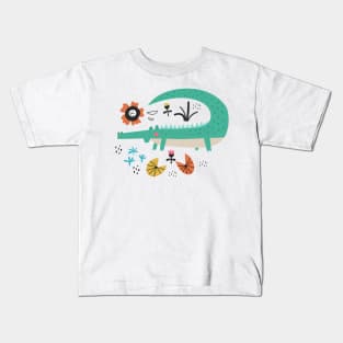 Happy Green Crocodile Kids T-Shirt